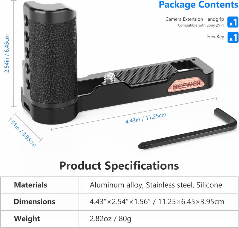 Neewer Kamera-Griffhalterung, kompatibel mit Sony ZV-1 Kamera, ZV1 Kamera-Basishalterung mit Basismi