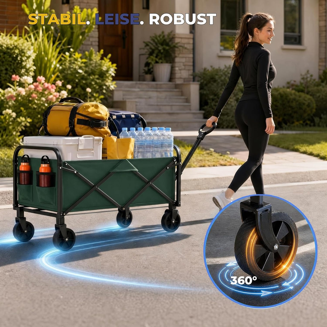 Garvee Bollerwagen Faltbar 220 L, Handwagen bis 172 kg, 600D Oxford + Stahlrahmen, 5-Zoll All-Terrai