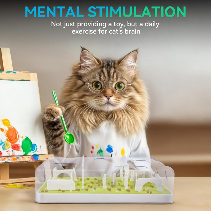 ALL FOR PAWS Cat Puzzle Feeder – Langsamer Futterautomat, Interaktives Denkspielzeug Gegen Langeweil