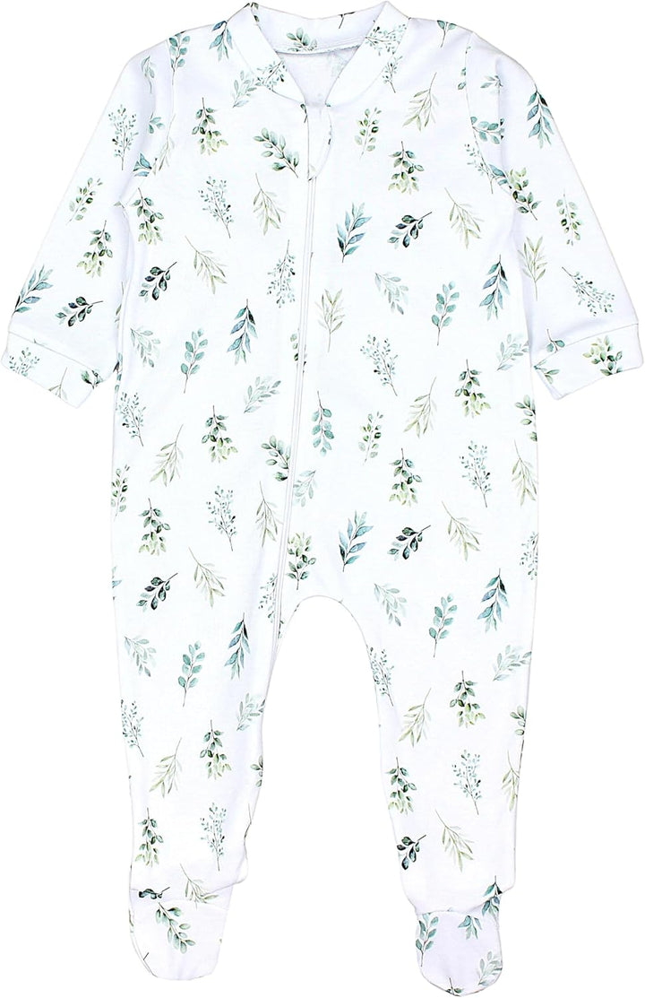 Baby Unisex Schlafstrampler Mädchen Schlafanzug mit Fuss Jungen Spieler 3er Pack, Bärchen Blätter Ei