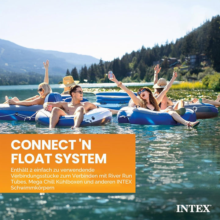 Intex River Run I - Aufblasbarer Schwimmsessel - Ø 135 cm, Weiss Blaues Rad Single, Blaues Rad Singl