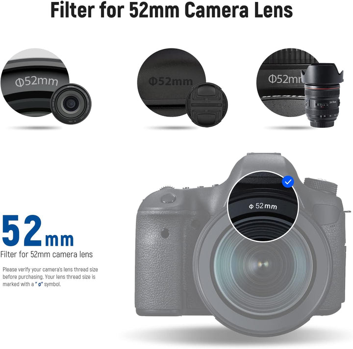 NEEWER 52mm Fester ND Filter Set ND1000 ND64 ND8 ND4 Neutraldichtefiltersatz doppelseitig 30 lagige