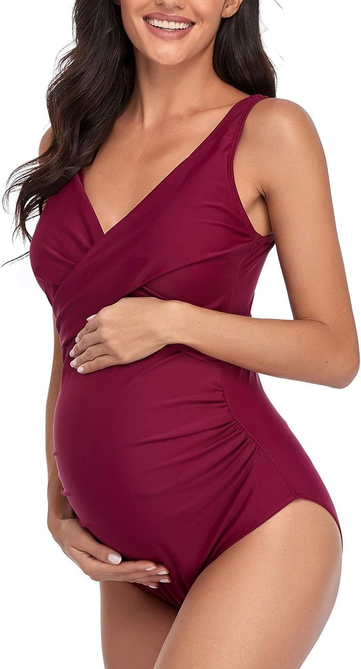 SUMMERSUNSHINE Maternity One Piece Swimwear Front Cross Pregnancy Swimsuit Bathing Suit Maternity Bi