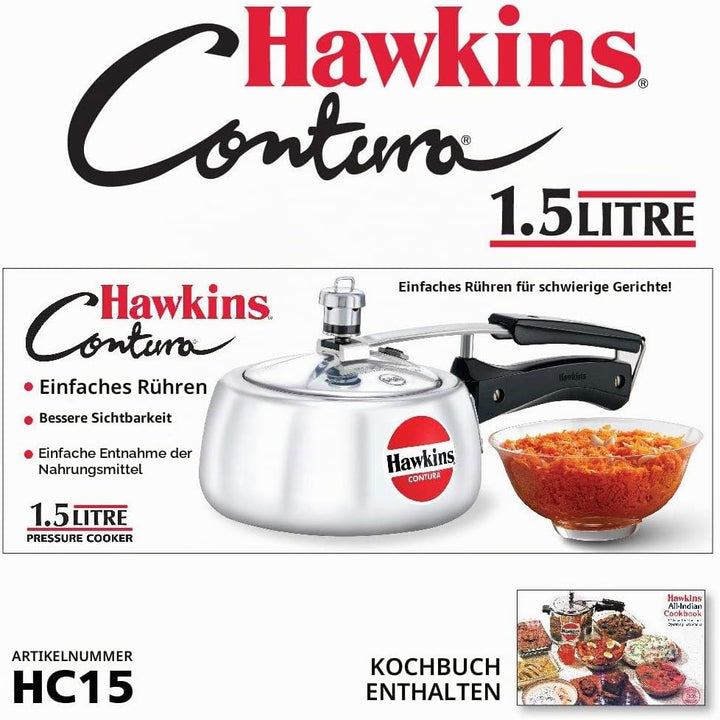 HAWKINS HC15 Contura Schnellkochtopf, 1,5 l, klein, Aluminium, 1.5 liters, Silber 1.5 litre, 1.5 lit