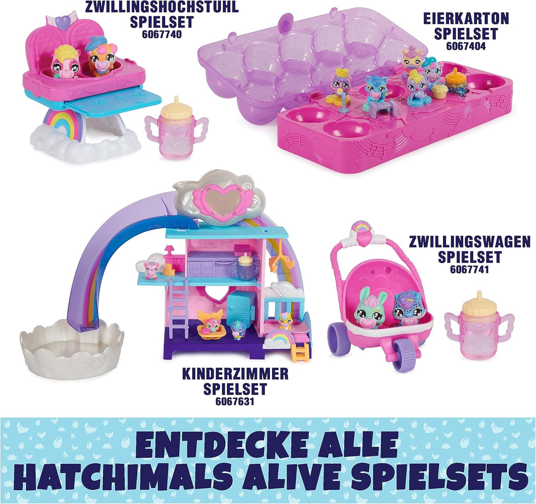 Hatchimals Alive Kinderzimmer Spielset - mit 4 Mini-Figuren in 4 selbstschlüpfenden Eiern und 13 Zub