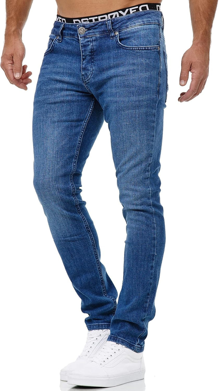 MERISH Jeans Herren Slim Fit Stretch Jeanshose Designer Hose Denim 9148-2100 32W / 32L 1509-2 Blau,