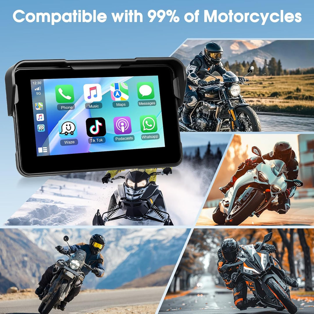 Motorrad-Navigation Mit Wireless Apple Carplay Android Auto, 5-Zoll HD Touchscreen Portables Autorad