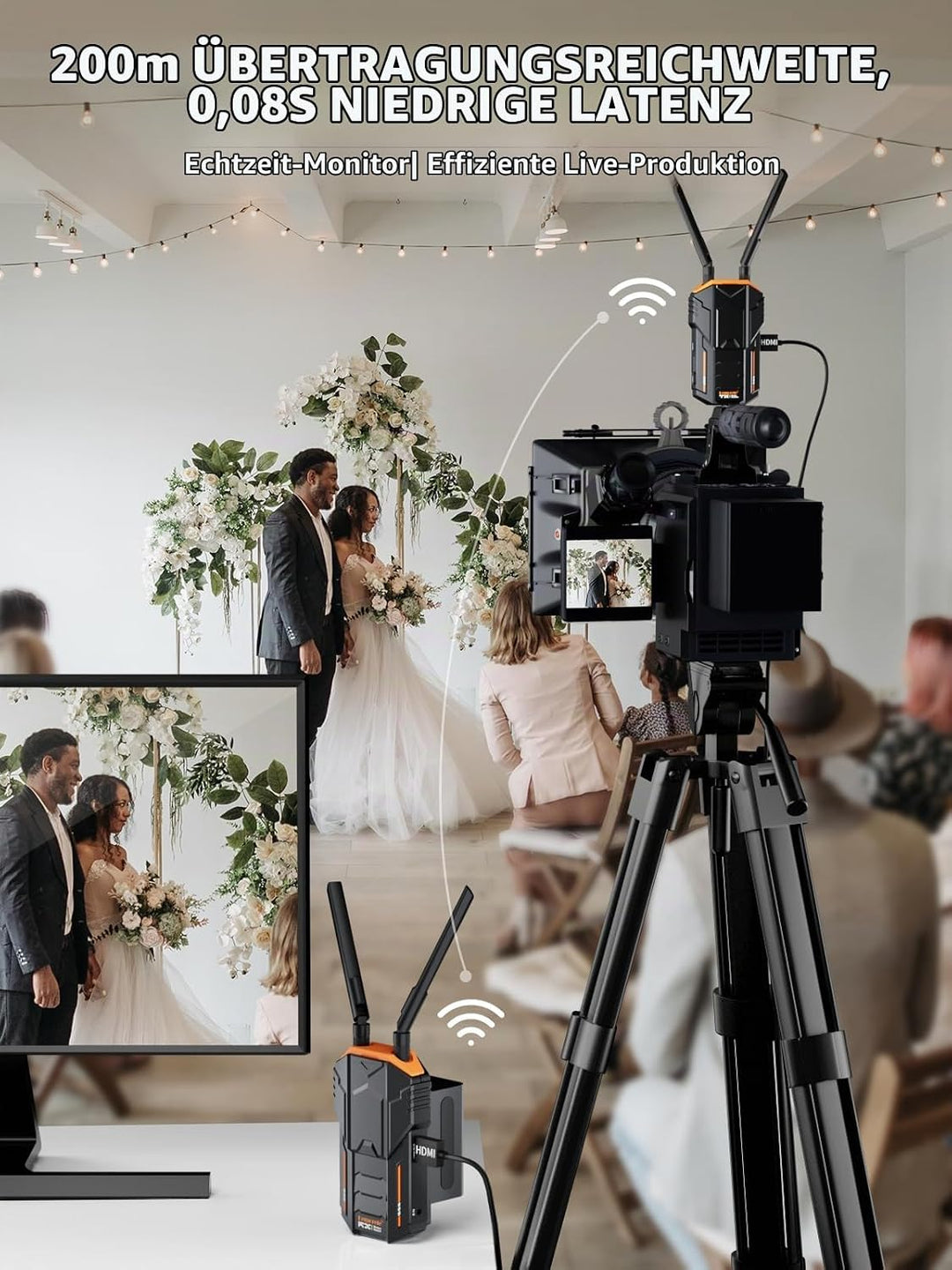 Drahtloses Videoübertragungs Set 200M, Lemorele 5G 1080P HDMI Wireless Video Transmitter and Receive