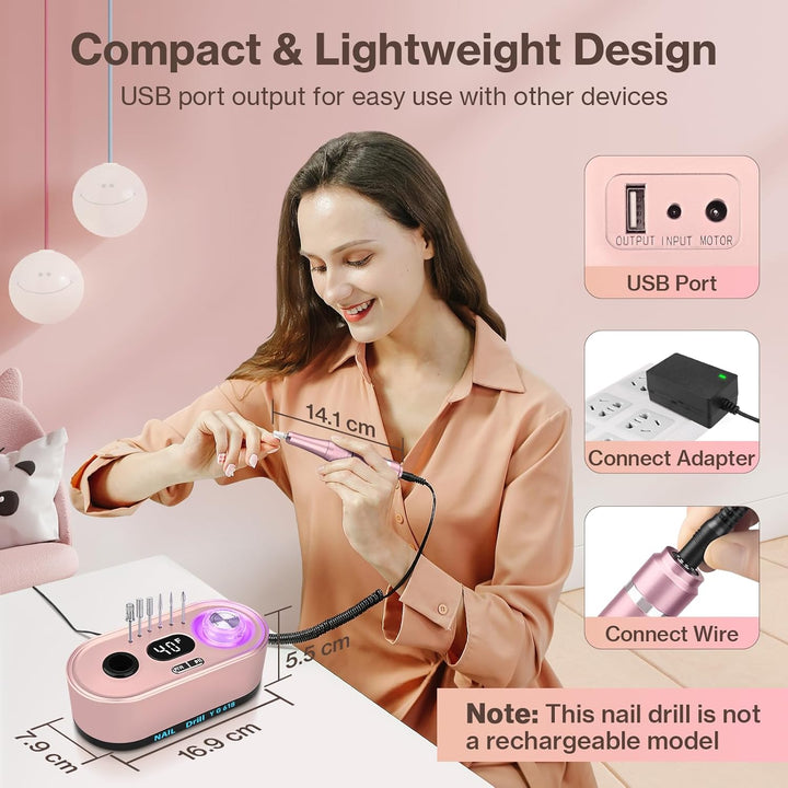 Elektrische Nagelfeile Nagelfräser Professioneller, 40000U/Min, LCD Maniküre Pediküre Set mit Multif