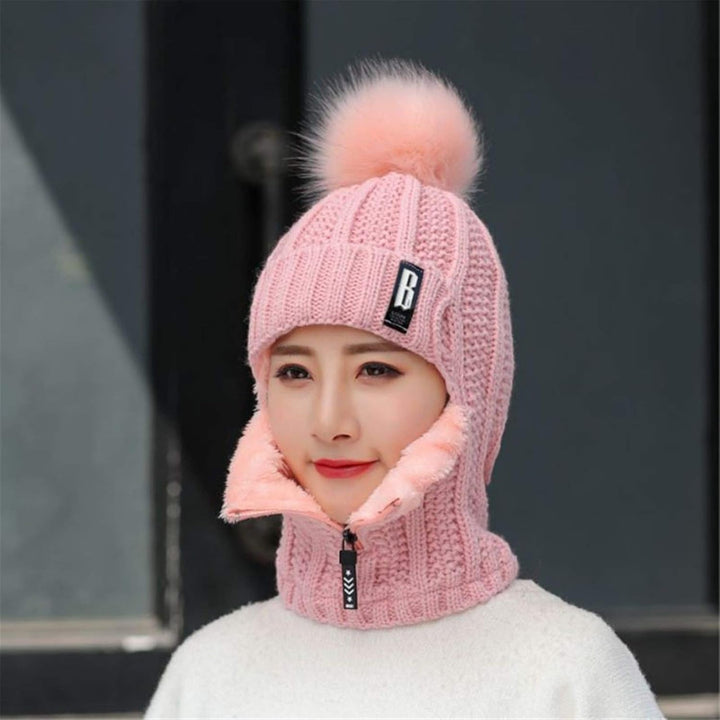 2 in 1 Winter Strickmütze Schal Mütze Set Wintermütze Beanie Damen Warme Loop Strickschal Cap mit Fl