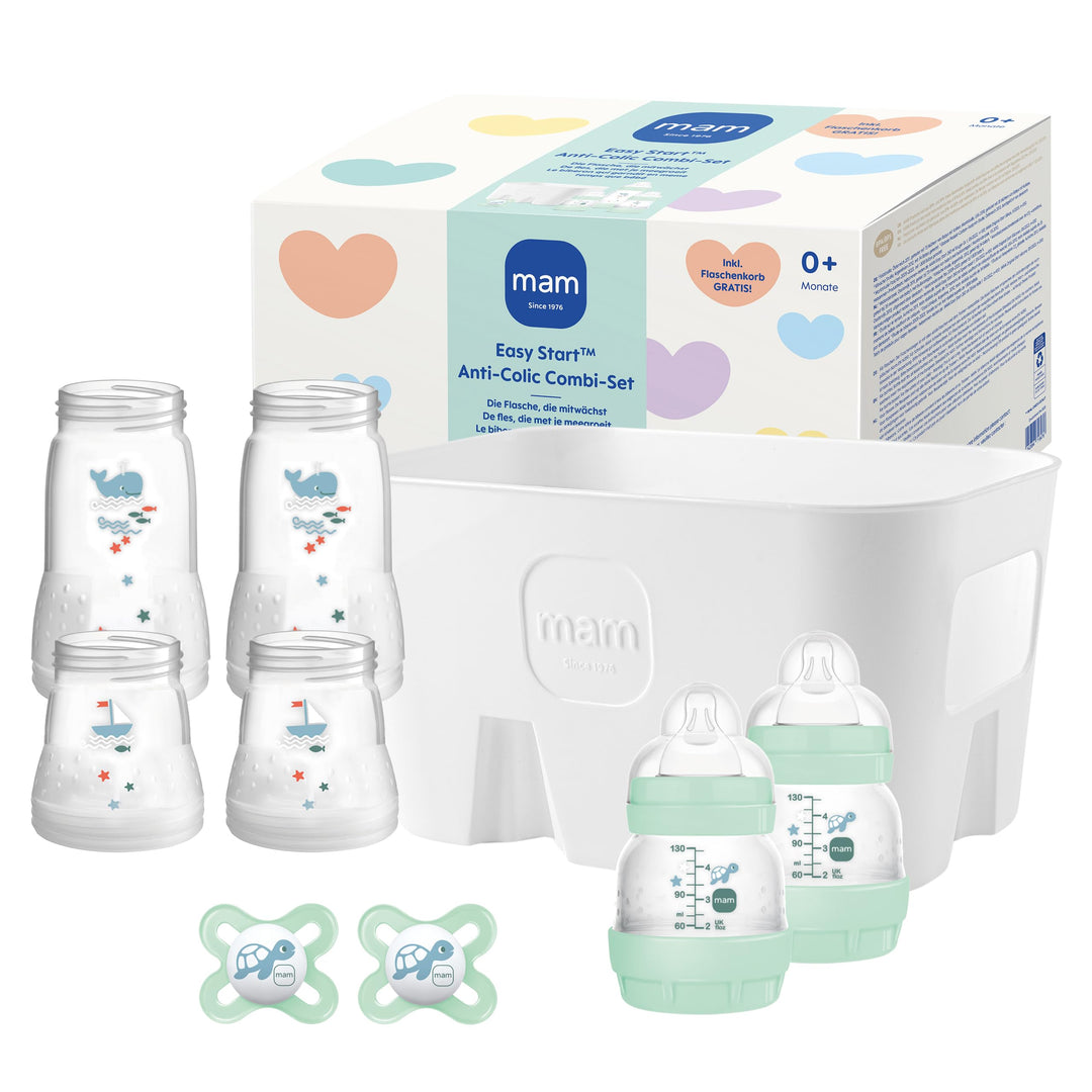 MAM Easy Start Anti-Colic Combi Set, 0+ Mon, Baby Bottle Set, 94% Acceptance, 96% Midwife Recommenda