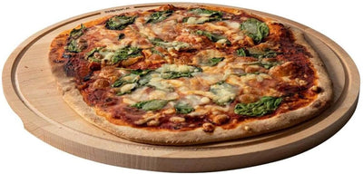 Boska Pizzabrett Amigo XL/Servierbrett ⌀44cm / Buchenholz/Mit Saftrinne/Auf fürs Frühstück, Lunch un