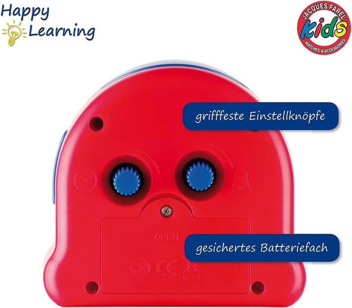 JACQUES FAREL Happy Learning Kinder-Wecker Lernwecker Mädchen Junge Rot Grün ohne Ticken mit Licht u