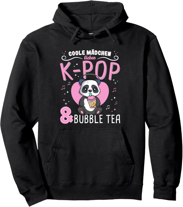 Coole Mädchen lieben K-Pop Music & Bubble Tea Milk Panda Pullover Hoodie