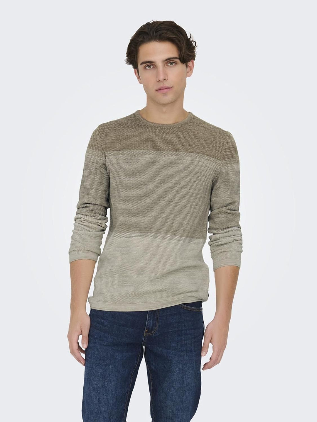 ONLY & SONS Herren Pullover ONSPANTER S M L XL XXL Schwarz Grau Blau Baumwolle S Chinchilla/Detail:g
