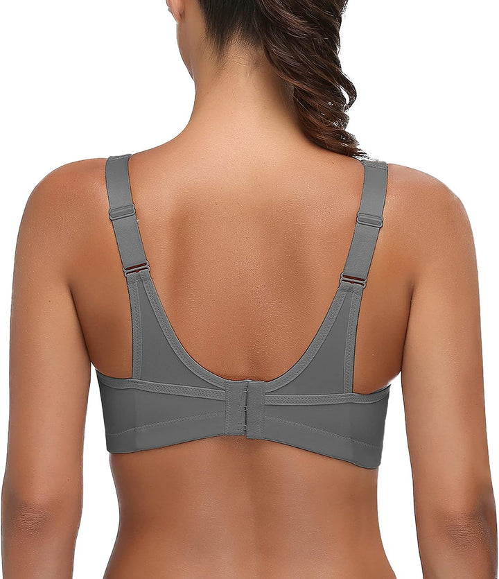 Wingslove Damen Sport BH ohne Bügel Nicht Gepolstert High Impact Bustier Halt Joggen BH 75B Grau, 75