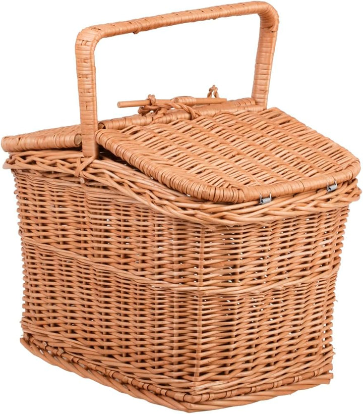Picknickkorb aus Weide Weidenkorb mit Deckel Aufbewahrungskorb für Obst und Gemüse Proviantkorb Esse