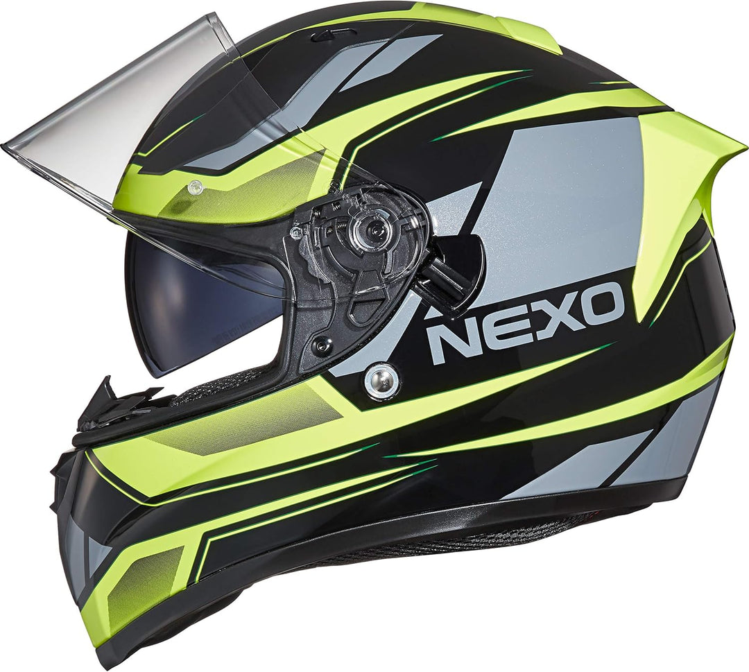 Nexo Integralhelm Sport II – Kratzfeste Visierung – Thermoplast – Belüftung Gelb XL, Gelb XL