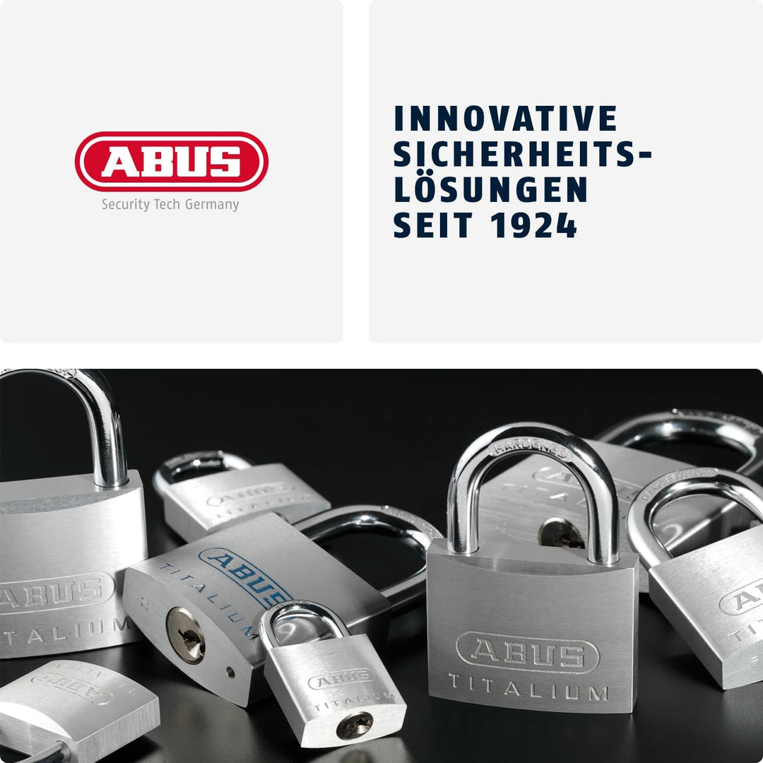 ABUS Vorhängeschloss Titalium 64TI/40 - 3er Set, gleichschliessend - Kellerschloss mit Schlosskörper
