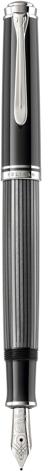 Pelikan Füllhalter Souverän 605 Stresemann, Schwarz-Anthrazit, Feder F (fein), hochwertiger Kolbenfü