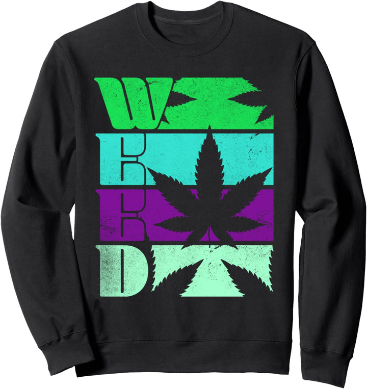 Weed Retro Style Distressed Sweatshirt