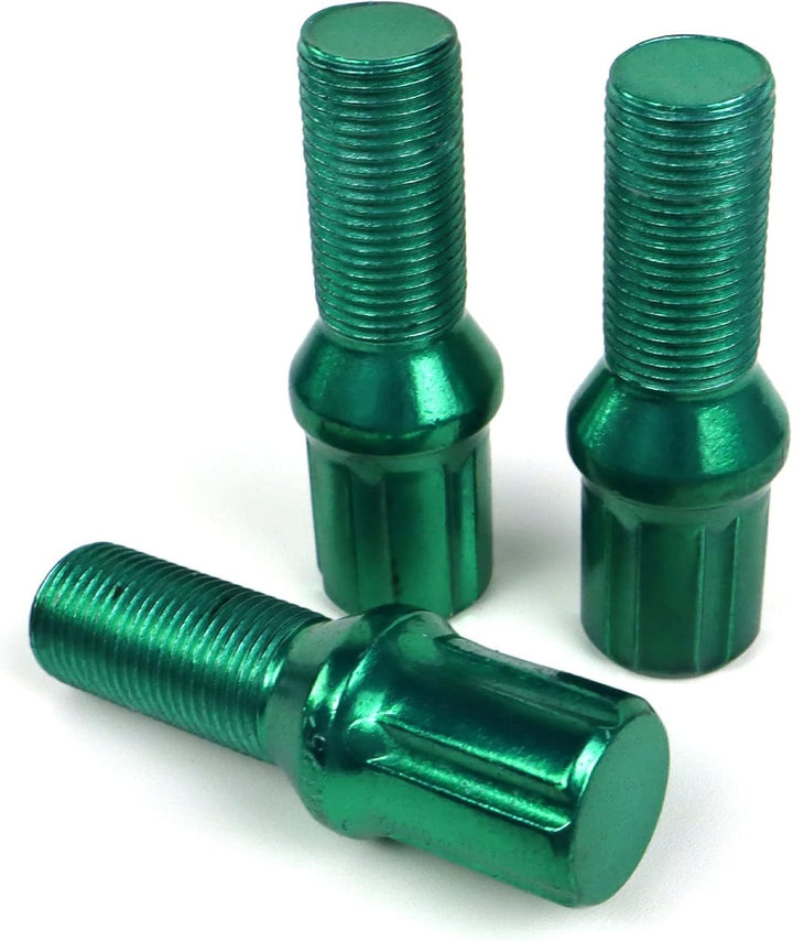 OMP SPEED Set 20 Radschrauben mit metrischer M12 x 1,5 Schlüssel 17/19 Lang Gewinde 27 mm Farbe Grün