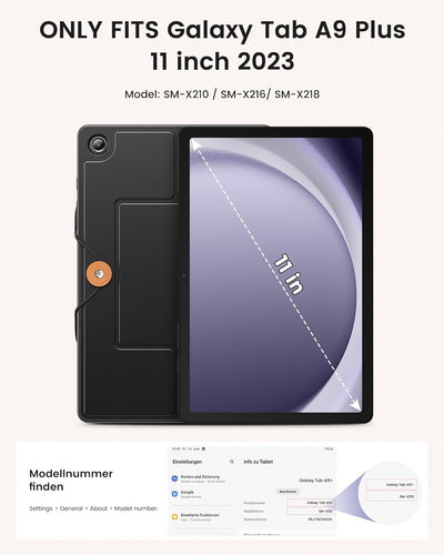 INFILAND Galaxy Tab A9 Plus Hülle mit Tastatur [Hochpräzises Touchpad], Handschlaufe & Faltbare Stän