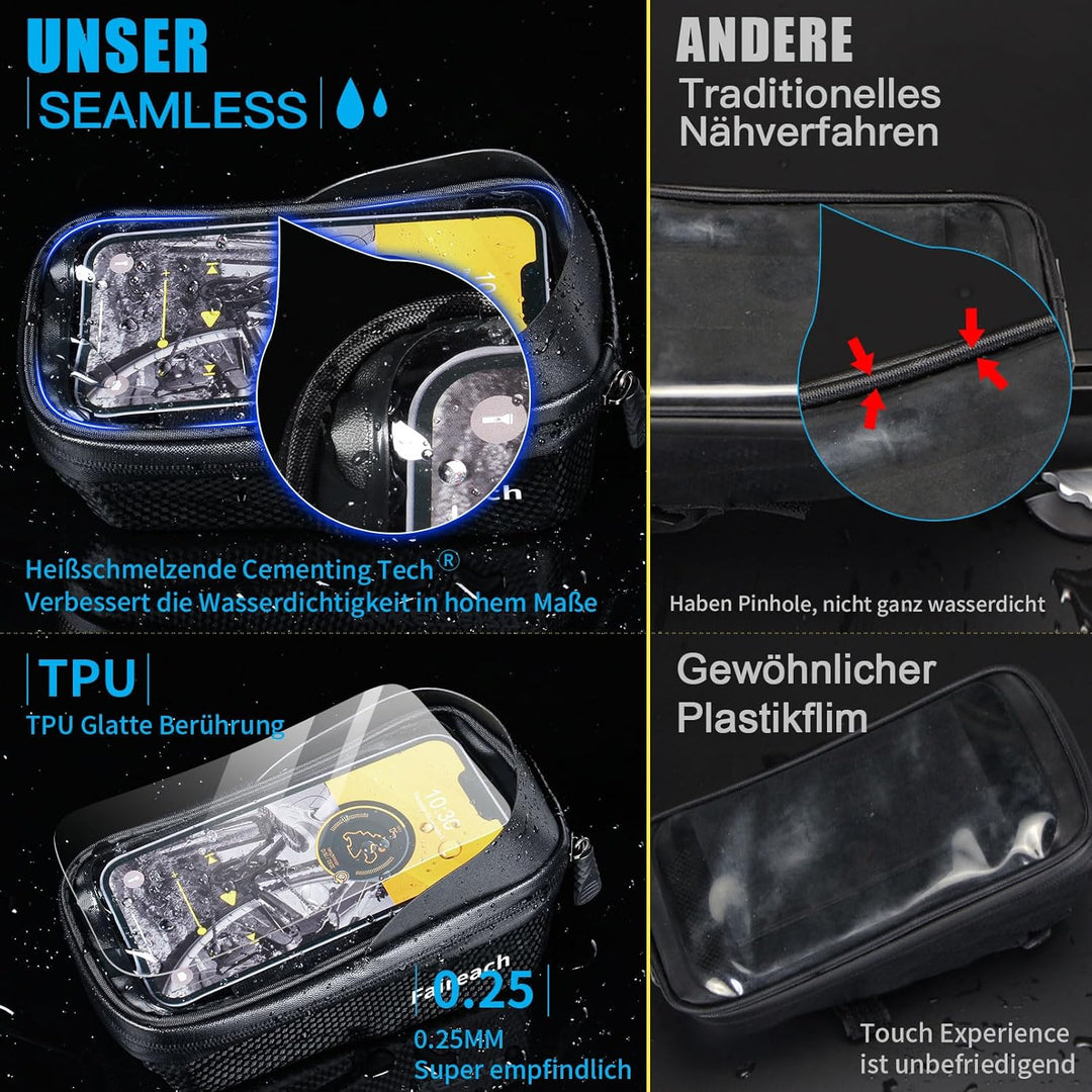 Faireach Fahrradtasche Rahmen Schnellverschluss, Fahrrad Rahmentasche Wasserdicht mit Grosse Kapazit