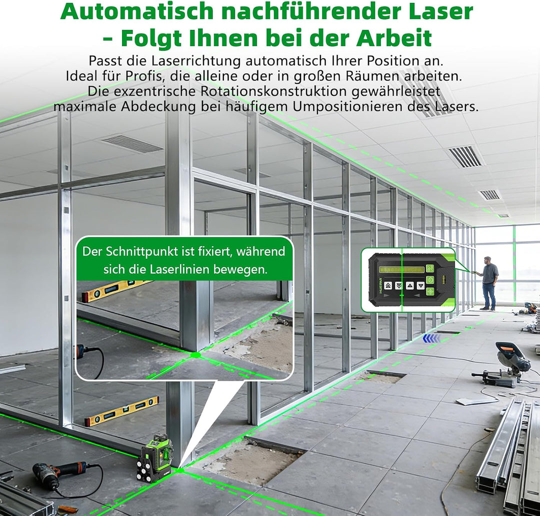 Huepar kreuzlinienlaser 360 grad, Einstellung der Ausrichtung des Drehpunktes mit festem Punkt, 1/13