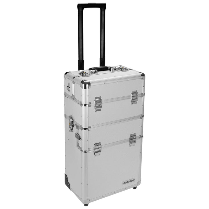 anndora 2 Rad Werkzeug Trolley 60 Liter Werkzeugkoffer silber, Silber