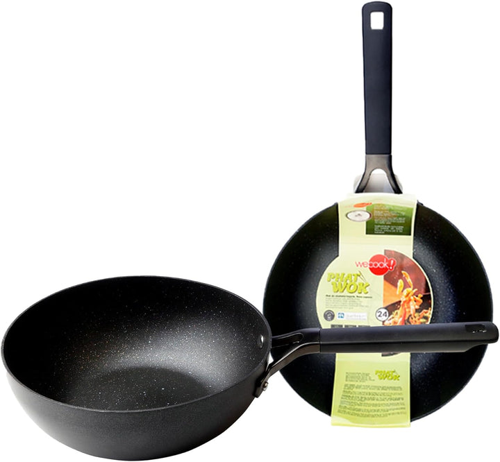 WECOOK! Phat-wok Wok aus geschmiedetem Aluminium 24 cm | 3mm Dicke | QuanTanium Antihaftbeschichtung