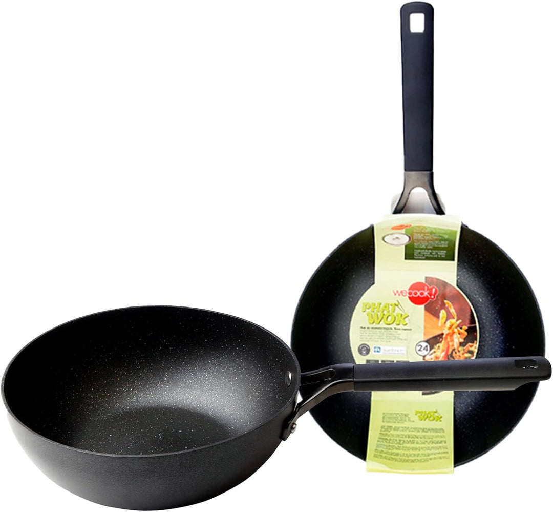 WECOOK! Phat-wok Wok aus geschmiedetem Aluminium 28 cm | 3mm Dicke | QuanTanium Antihaftbeschichtung