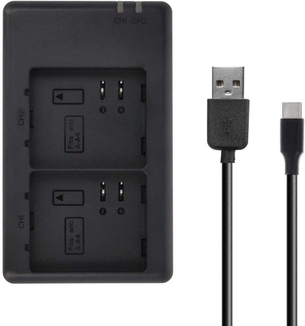 2-Fach Ladestation + Akku Li-Ion 5250mAh - kompatibel mit Netgear Arlo A-4a - für Arlo Ultra, Ultra