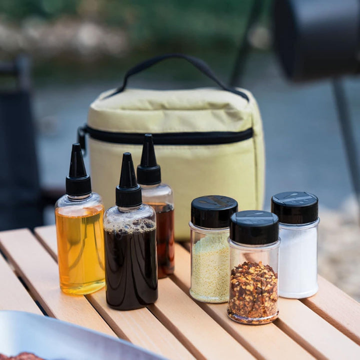 RoseFlower Gewürzbehälter Camping Set Reise Gewürzbehälter 6 Stück Tragbare Ölflasche, Saucenflasche