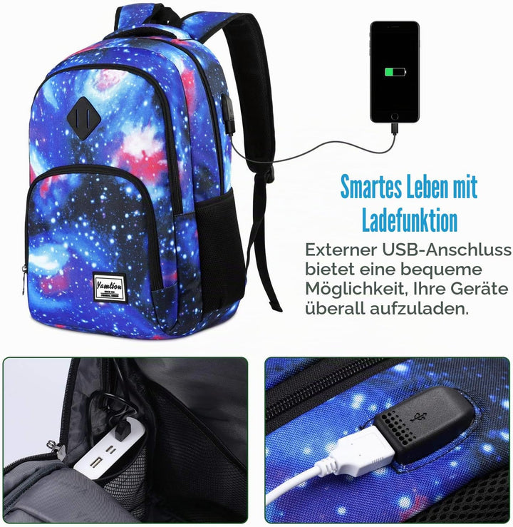 YAMTION Schulrucksack Mädchen Teenager,Schulrazen Teenager Schultasche Jungen Teenager mit 15.6 Zoll