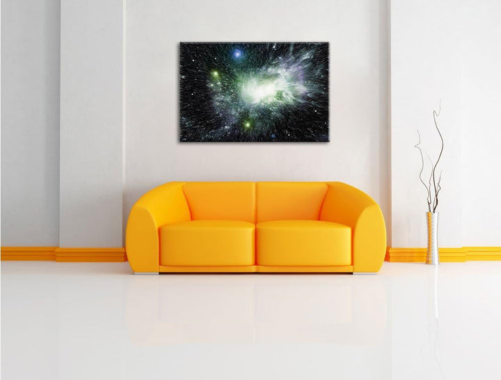 Pixxprint Ferne Galaxie Kunst Buntstift Effekt, Format: 100x70 auf Leinwand, 100x70