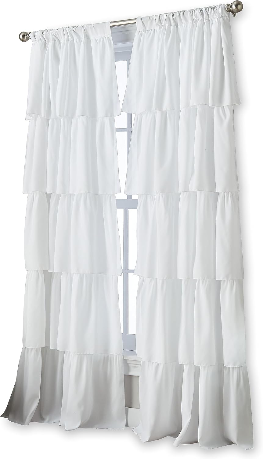 Curtainworks 1Q82460GWT Vorhang mit Volant, 213,4 cm, Weiss Weiss 84-inch, Weiss 84-inch