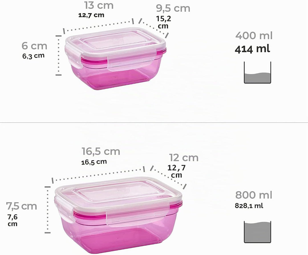 Grizzly 4er Set Frischhaltedosen (0,4L, 0,8L, 1,4L, 2,3L), rechteckig, Kunststoff, 100% luft-/wasser