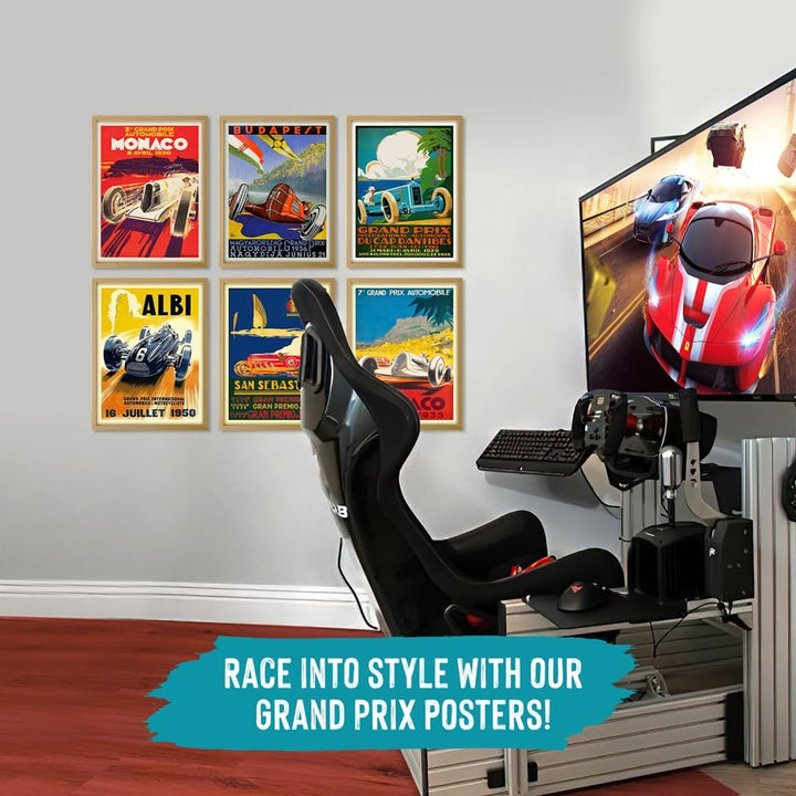 WallBUddy Set of 6 Car Racing Grand Prix Posters F1 Poster Formula 1 poster Car racing Print Motor R
