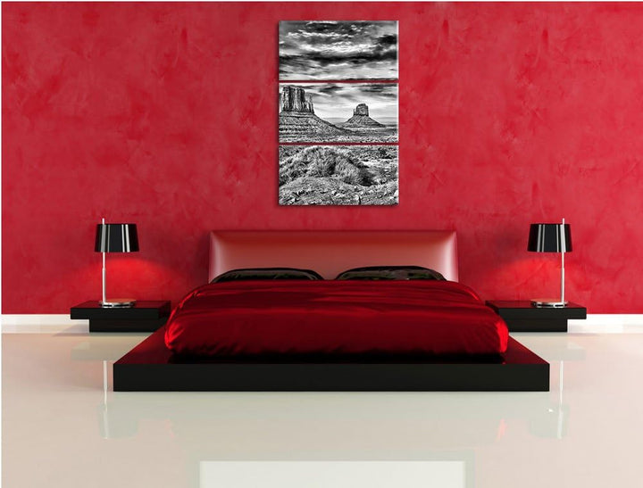 Pixxprint Utah Monument Valley / 3-Teilig/Gesamtmass 120cm Leinwandbild bespannt auf Holzrahmen/Wand
