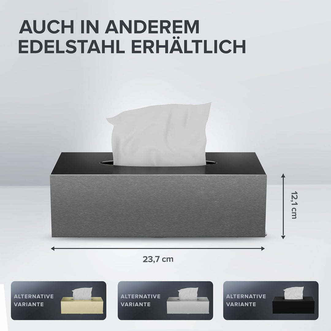 ovimar Kosmetiktücher Box Styggehoe | aus edlem Edelstahl | Gunmetal | Taschentuchspender, Papierhan