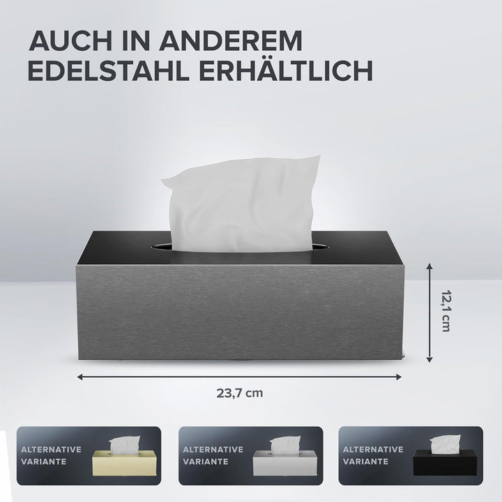 ovimar Kosmetiktücher Box Styggehoe | aus edlem Edelstahl | Gunmetal | Taschentuchspender, Papierhan