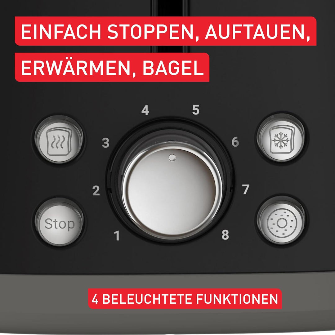 Tefal Collection Doppelschlitz-Toaster, extra hoher Hebel, 8 Bräunungsstufen, 4 Funktionen, breite S