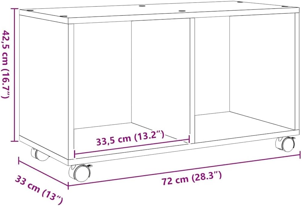 vidaXL Rollschrank, Rollcontainer mit Offenem Design, Aktenschrank für Büro Wohnzimmer, Büroschrank