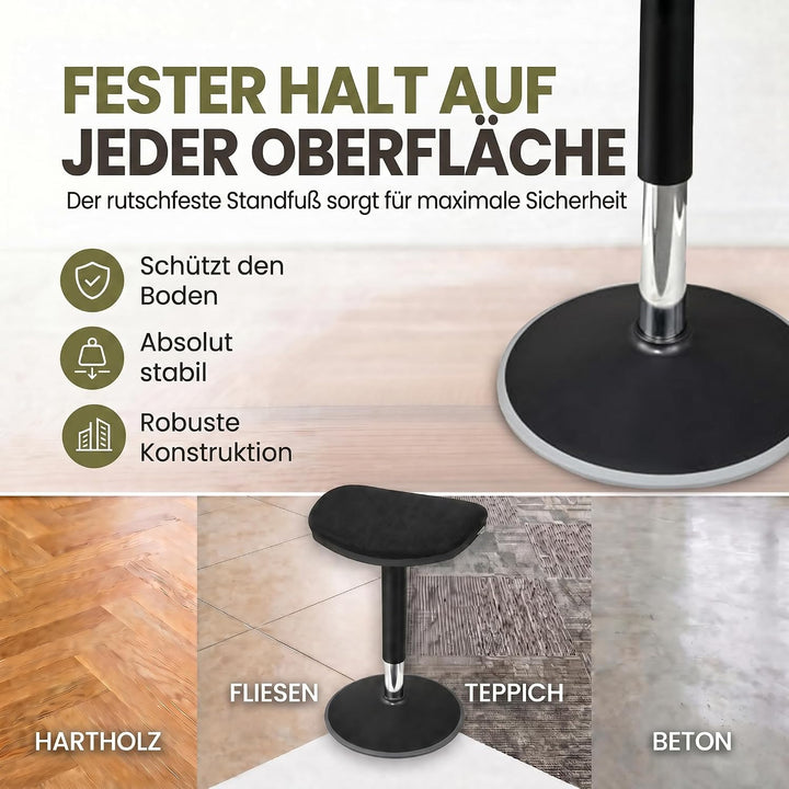 Ergonomischer Stehhocker höhenverstellbar in 3 Grössen - Wackelhocker mit Schwingeffekt - Rutschfest