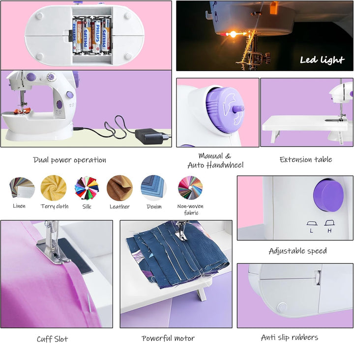 Easy Sewing Machine for Beginner Kid, Electric Portable Sewing Machine Lightweight, Small Household