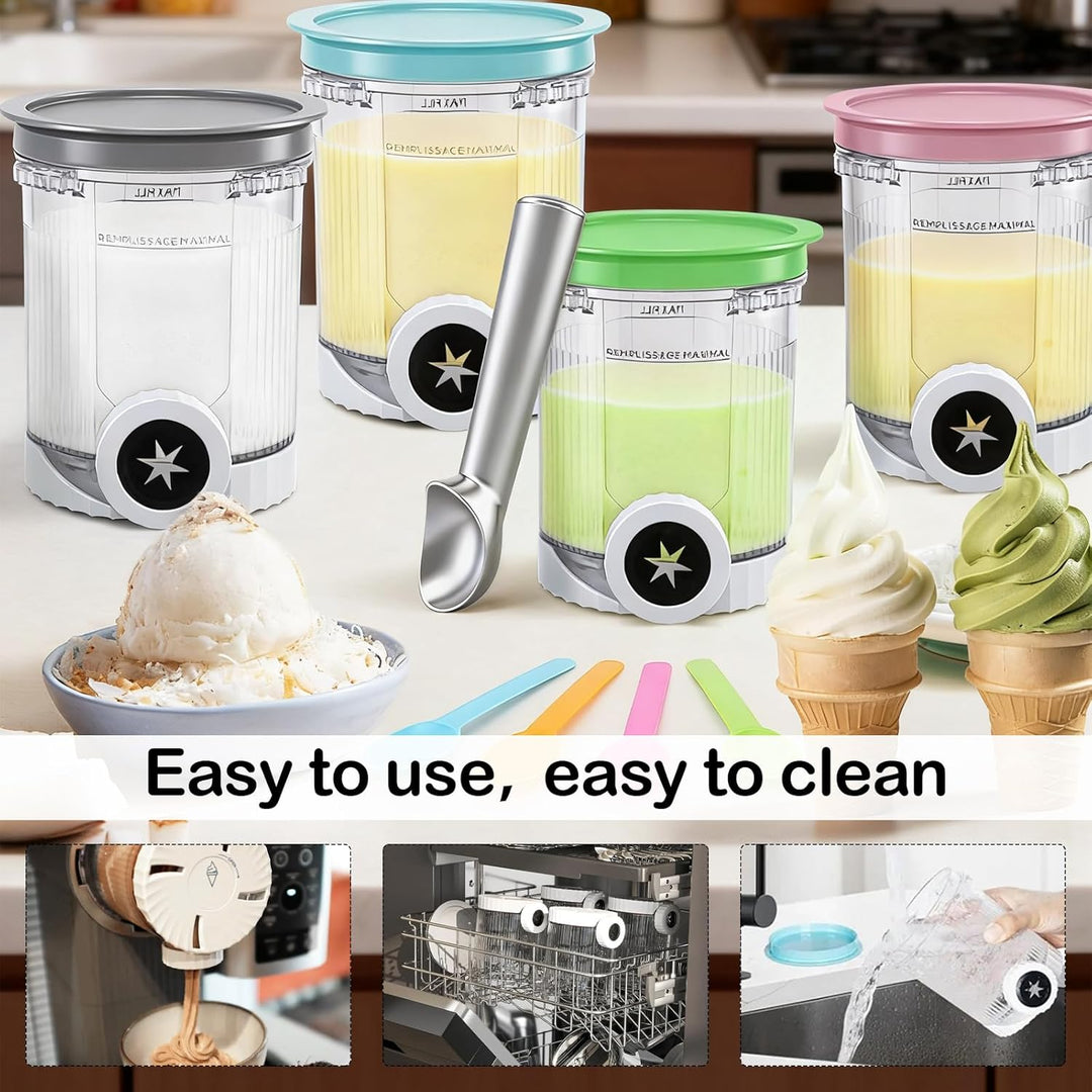 Creami Behälter für Ninja Swirl Creami NC700 NC701EU Serie, 4 Stück Eiscreme Behälte 480ML BPA-Frei