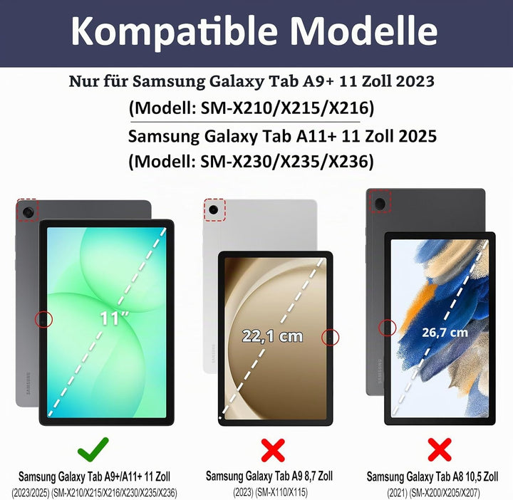 HOTLIFE Tastatur Hülle für Samsung Galaxy Tab А11+ 2025/А9+ 11 Zoll 2023, Schutzhülle mit Automatisc