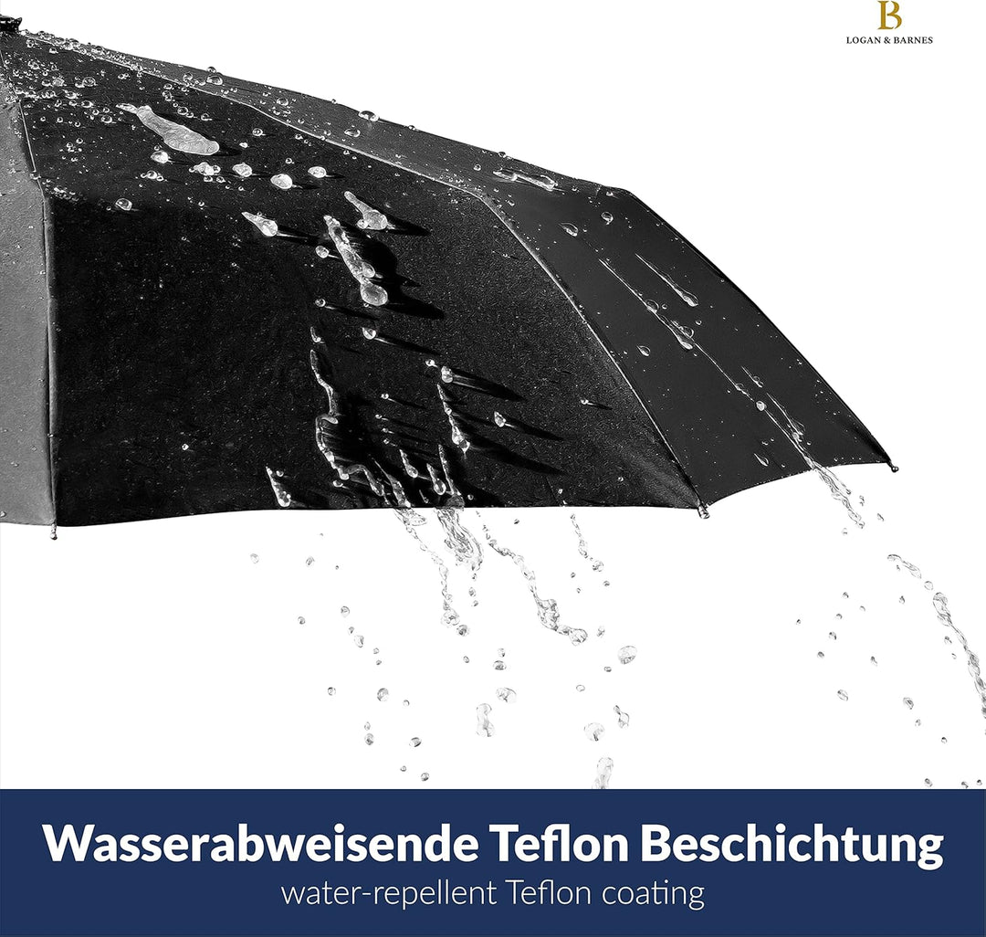 LOGAN & BARNES Regenschirm sturmfest bis 140 km/h - Taschenschirm mit zertifizierter Teflon-Beschich