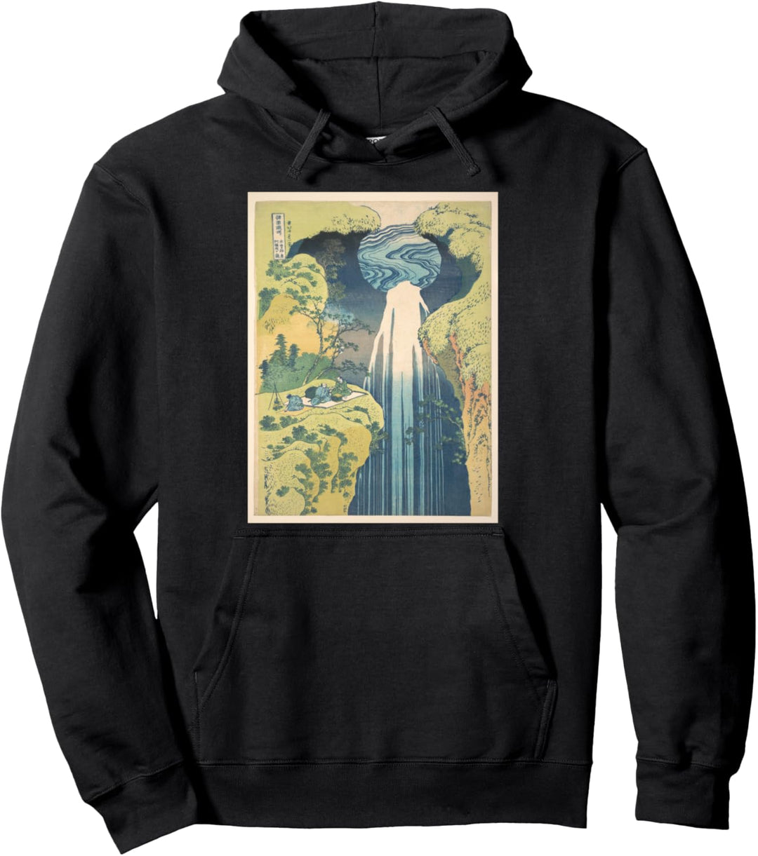 Katsushika Hokusai es Amida Wasserfall Pullover Hoodie